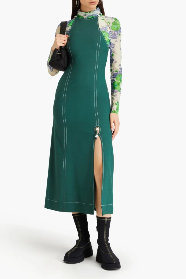 Ganni Bead-Embellished Woven Midi Dress, photo 2 of 4 from THE OUTNET