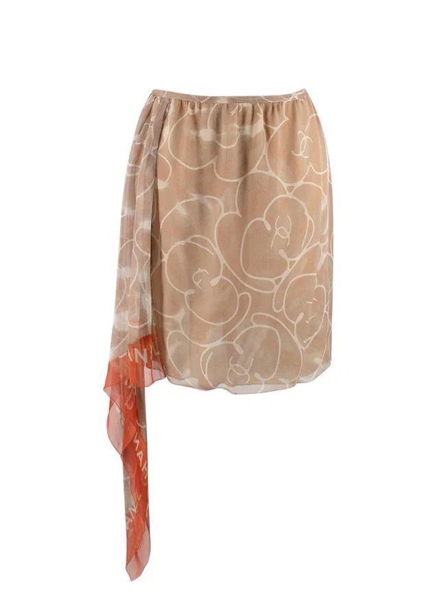 Chanel Vintage Silk Chiffon Camellia-Print Skirt in Silk from HEWI