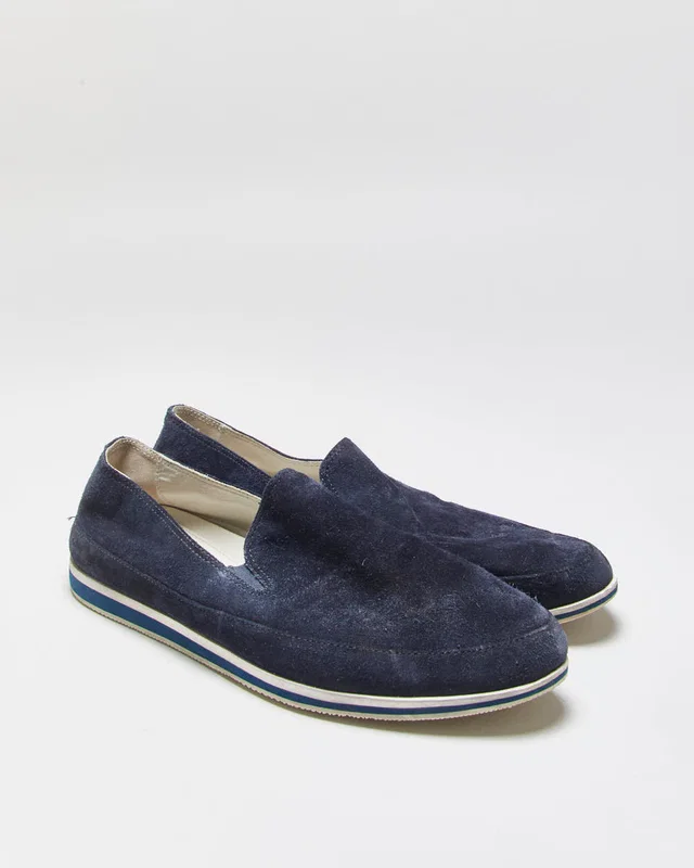 Prada Sport Navy Suede Slip-On Trainers - UK9.5 in Navy Suede from Rokit Vintage