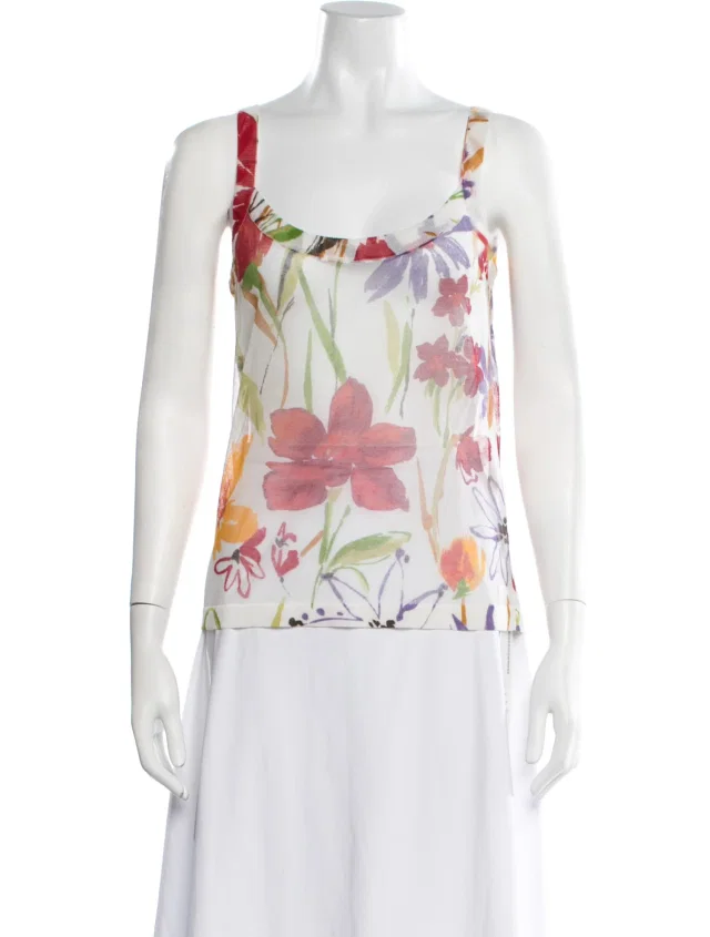 Dolce & Gabbana Silk Floral Print Top in yellow Silk from The RealReal