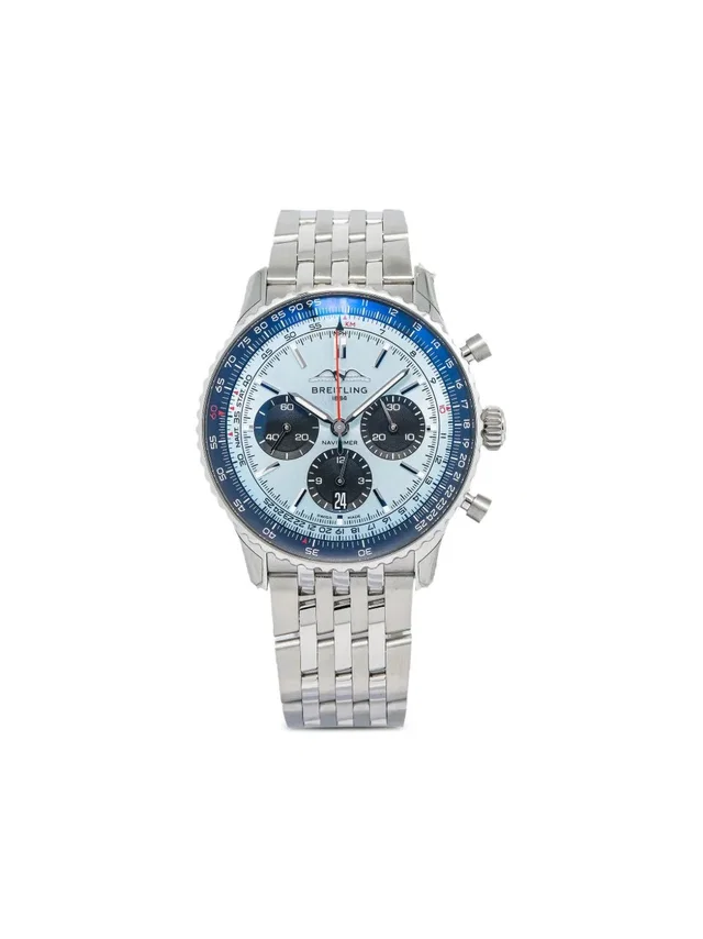 Breitling pre-owned Navitimer 43mm - men - stainless steel - One Size - Blue in blue from Farfetch