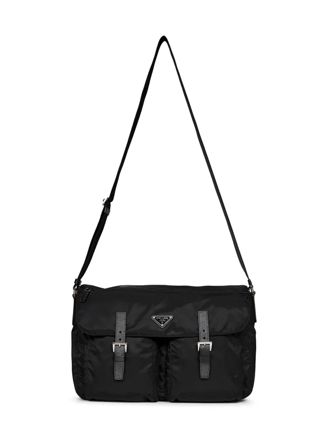 Prada Recycled Polyamide Crossbody Bag — Black in Black Saffiano leather from HEWI