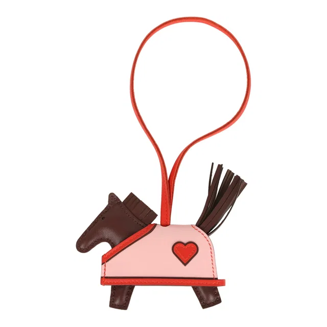 Hermès Rodeo Robeo Coeur Charm PM Terre, Capucine & Rose Sakura Milo Lambskin in Pink Lambskin from Madison Avenue Couture