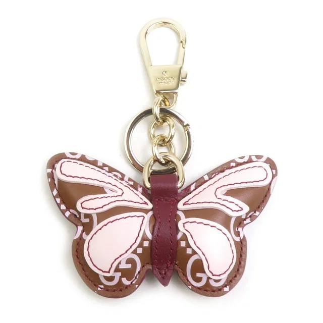 Gucci Key Ring Charm Butterfly Key Holder in Leather from The Reluxe
