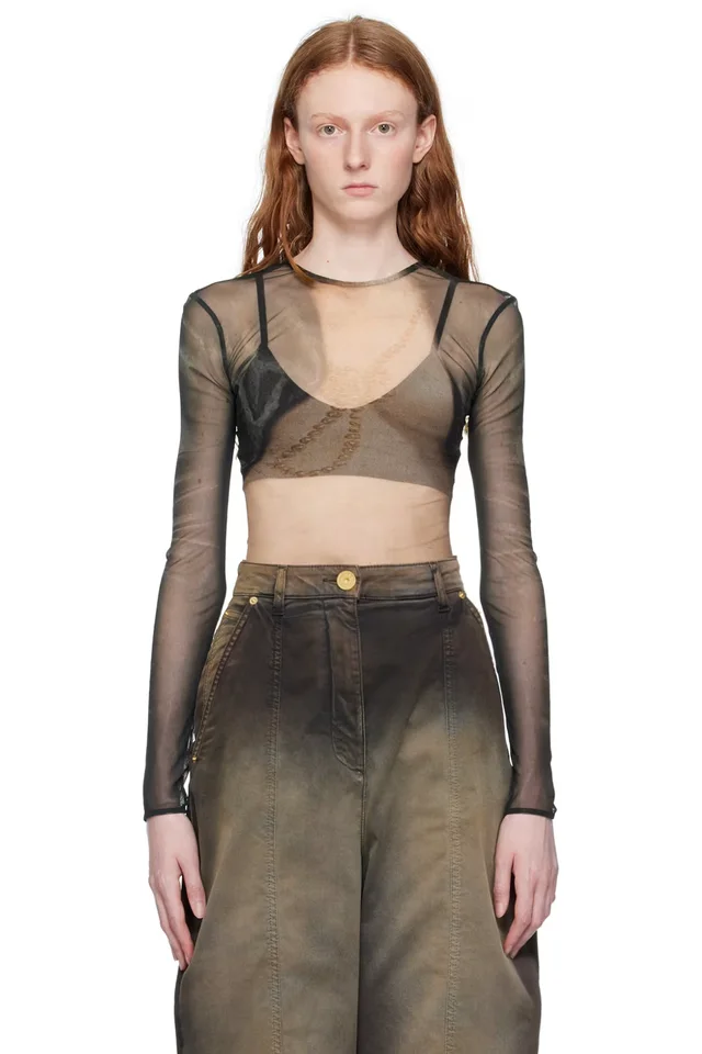 BALMAIN Black Printed Long Sleeve T-Shirt, image 1 of 1 from SSENSE
