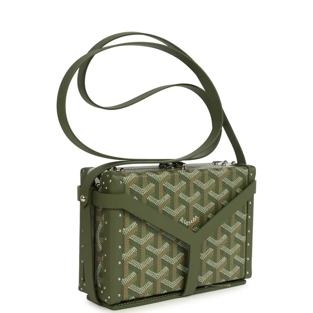 Goyard Goyardine Canvas Khaki Minaudière Trunk Bag Palladium Hardware in Green Canvas from Madison Avenue Couture, photo 2 of 2