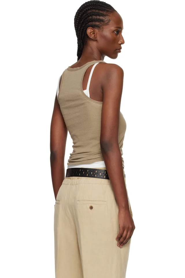 Isabel Marant Taupe Helma Silk Tank Top, photo 3 of 4 from SSENSE