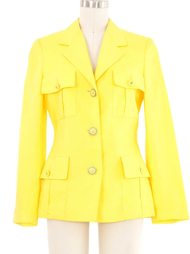 Versace Yellow Linen Jacket in Yellow from Arcade Vintage