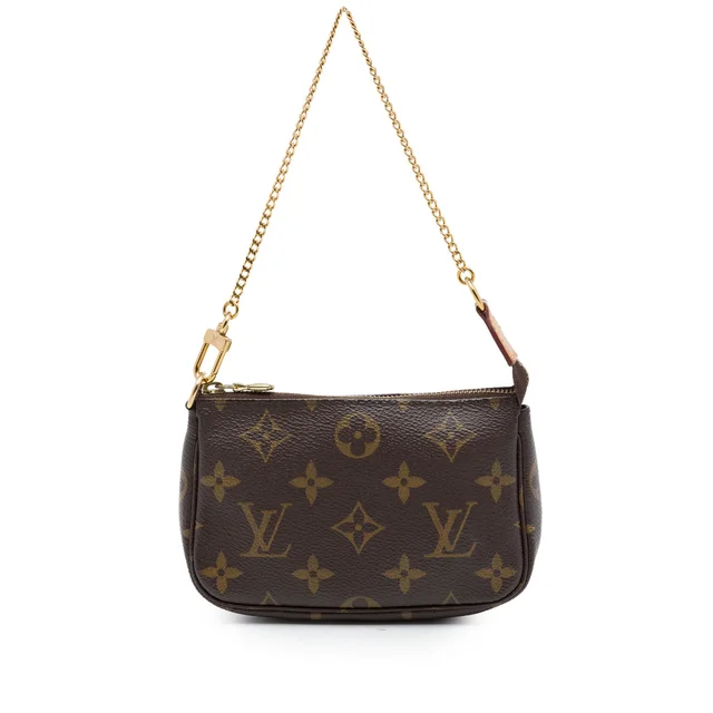 Brown Louis Vuitton Monogram Mini Pochette Accessoires Handbag in Brown Coated canvas from Designer Revival