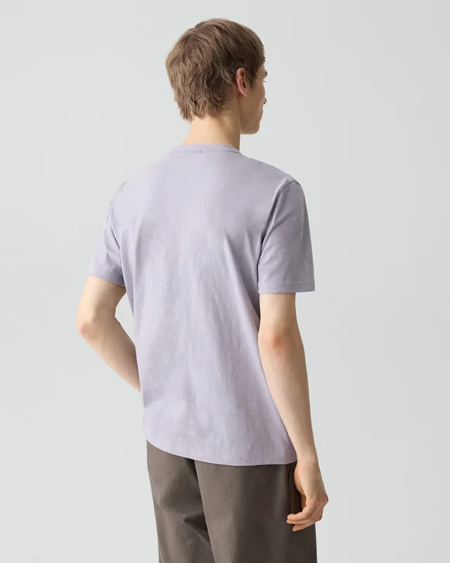 Theory Essential Tee in Cosmos Slub Cotton in GRAY LILAC 100% Cotton, photo 10 of 12 from Theory
