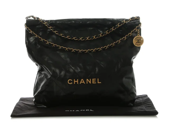 Chanel Quilted Shiny Calfskin 22 in Black Calfskin from Ann's Fabulous Finds, photo 2 of 10