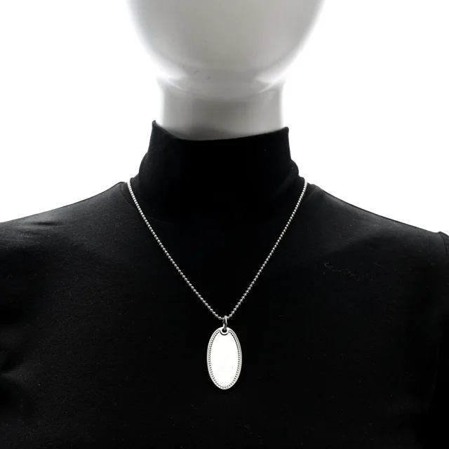 Gucci Sterling Silver Trademark Logo Oval Pendant Necklace in Silver from FASHIONPHILE, photo 2 of 5