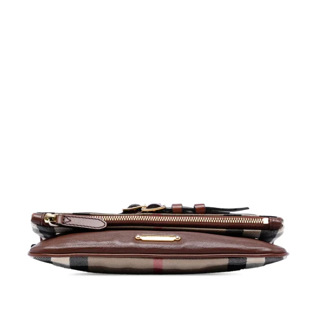 Beige Burberry House Check Canvas and Leather Adeline Fold Over Wristlet Clutch in Beige Canvas from Designer Revival, photo 3 of 6
