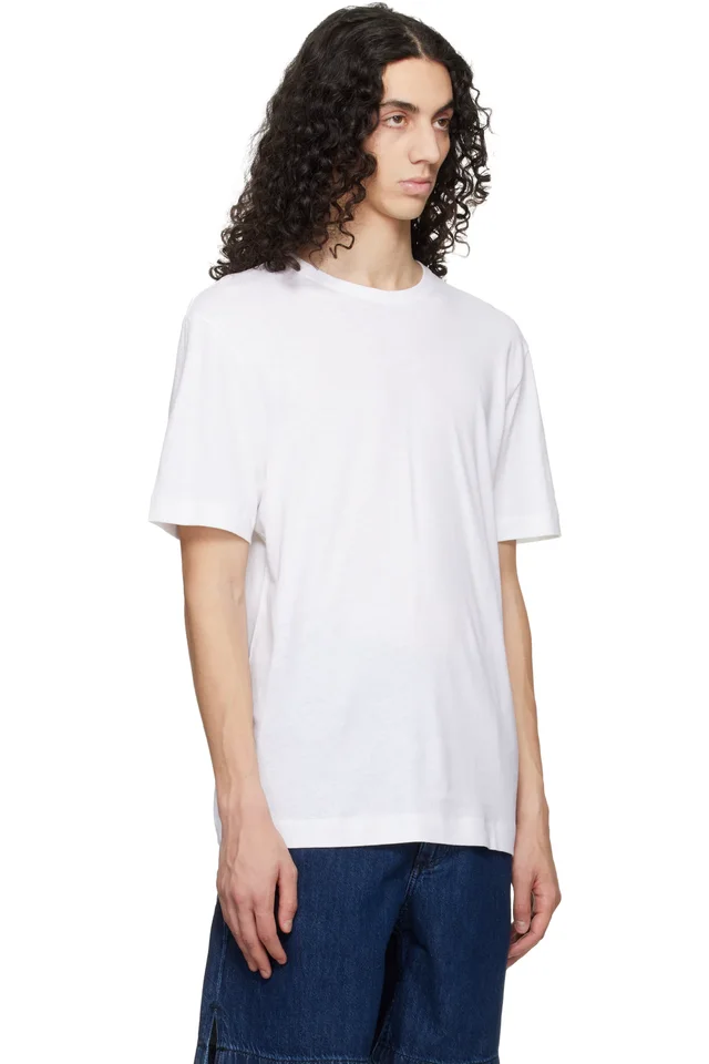 BOSS White Cotton-Linen Regular Fit T-shirt, photo 2 of 2 from SSENSE