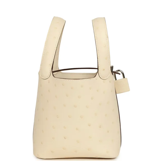 Hermès Micro Picotin Lock 14 Nata Ostrich Palladium Hardware in Ostrich from Madison Avenue Couture, photo 3 of 8