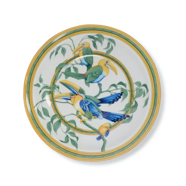 Hermès Multi-Color Porcelain Toucans Serving Plate in Multicolor from Blue Spinach