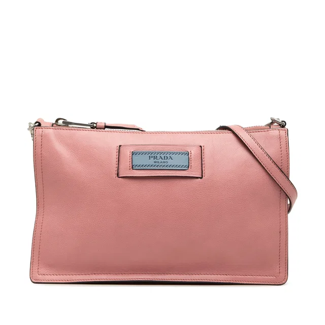 Pink Prada Glace Calf Etiquette Shoulder Bag in Pink Leather from Designer Revival