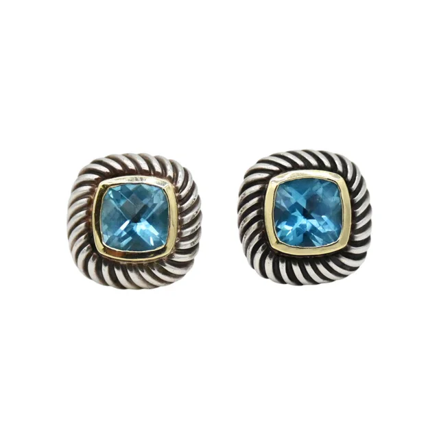 David Yurman Two-Tone Albion Blue Topaz Stud Earrings in Blue from Clotheshorse Anonymous
