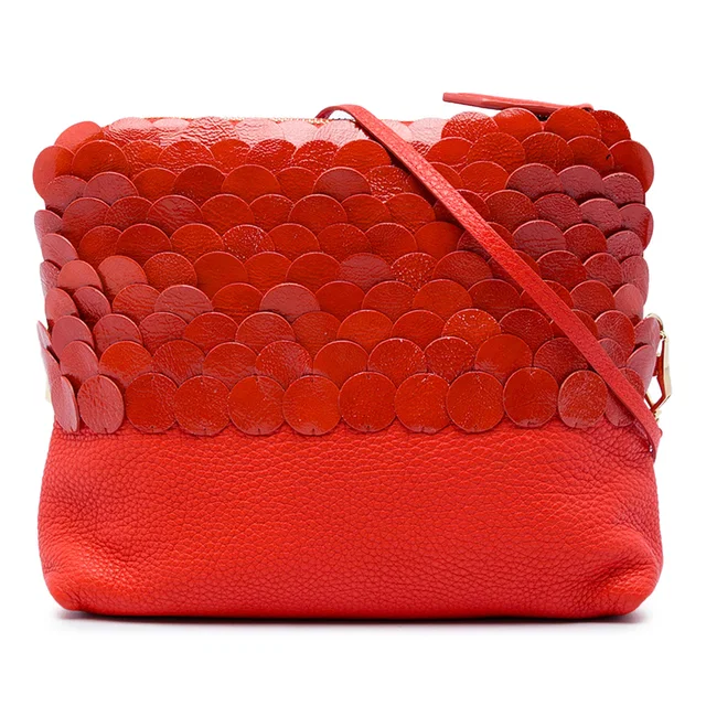 Red Burberry Leather The Petal Clutch With Strap Crossbody Bag in Red Leather from Designer Revival