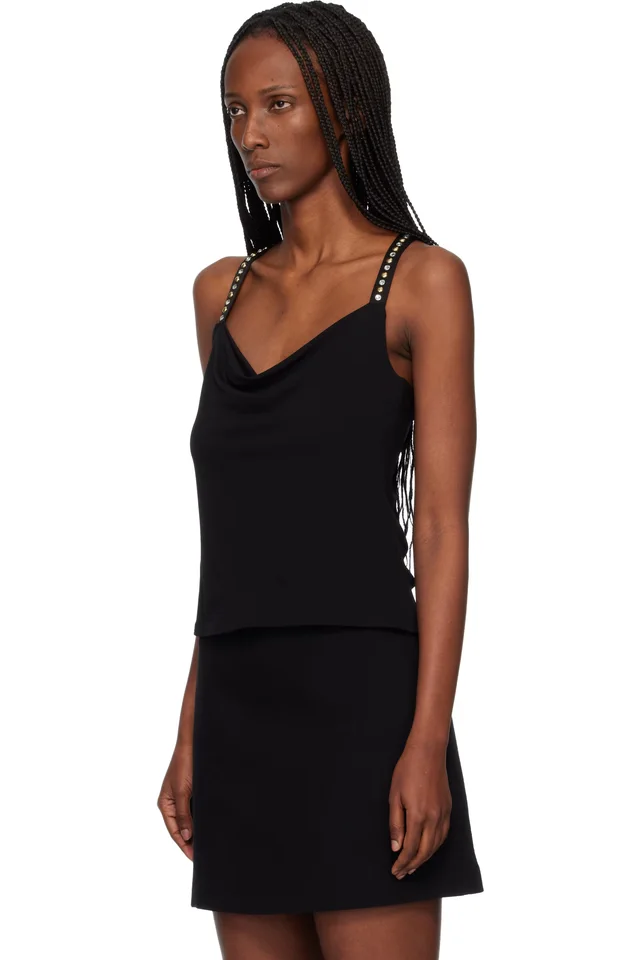 Versace Black Stretch Crêpe Jersey Gathered Top, photo 4 of 5 from SSENSE