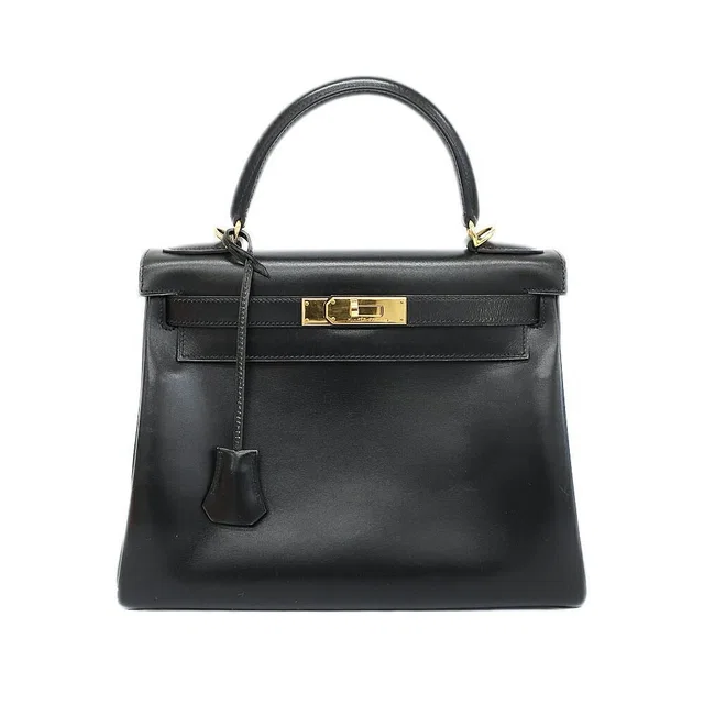 Hermès Kelly 28 Inner Sewing Handbag 2-Way Black Gold in Black from The Reluxe