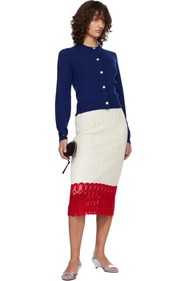 Jil Sander Blue Wool Crew Neck Long Sleeves Cardigan, photo 4 of 4 from SSENSE