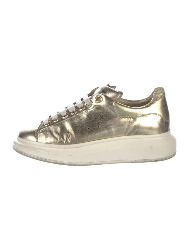 Alexander McQueen Leather Sneakers in gold Leather from The RealReal