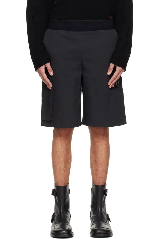 HELIOT EMIL Black Pulsar Cargo Shorts, image 1 of 1 from SSENSE