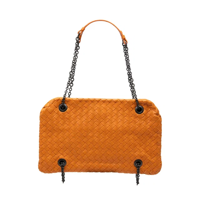 Orange Bottega Veneta Nappa Intrecciato Duo Shoulder Bag in Orange Nappa leather from Designer Revival