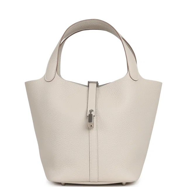 Hermès Picotin Lock 22 Craie Clemence Palladium Hardware in White Clemence leather from Madison Avenue Couture