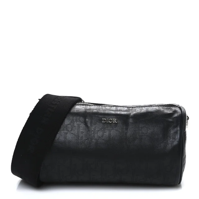 Dior Perforated Oblique Roller Messenger Calfskin Leather Bag - Black in Black Calfskin from H&T