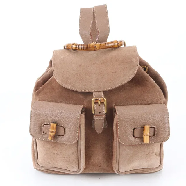 Gucci Vintage Bamboo Leather Backpack Shoulder Bag in Leather from The Reluxe