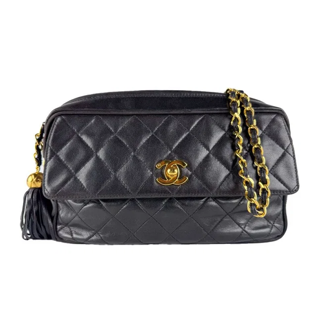 Chanel Shoulder Bag Black in Black Lambskin from The Reluxe