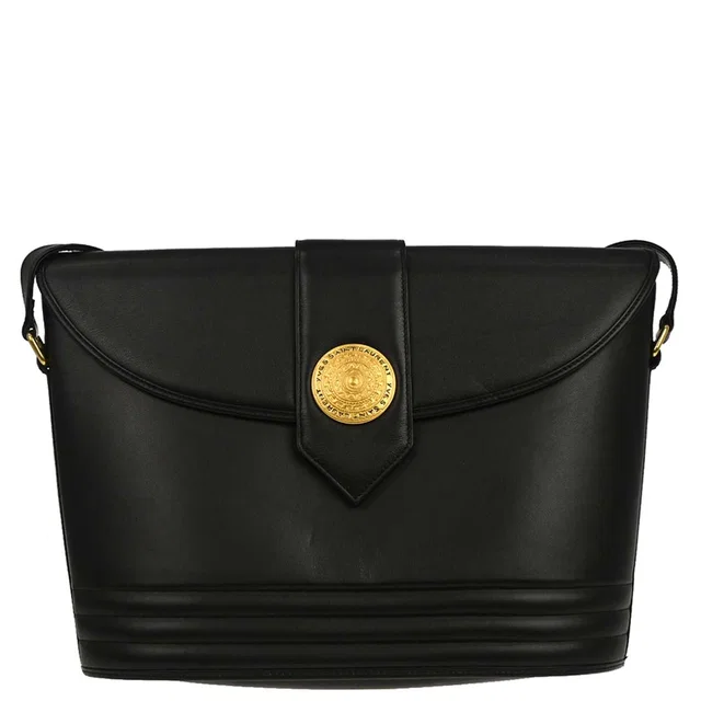 Saint Laurent Black Leather Shoulder Bag in Black Leather from AMORE Vintage Tokyo