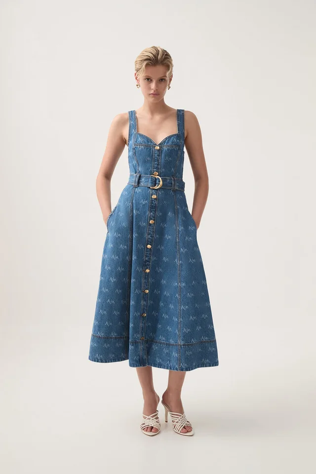 AJE Ratio Logo Denim Midi Dress from Aje, photo 1 of 1
