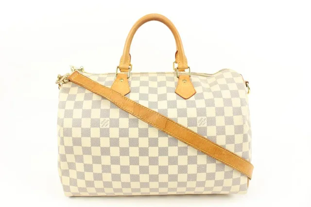 Louis Vuitton Damier Azur Speedy Bandouliere 35 Boston with Strap in Canvas from Bagriculture