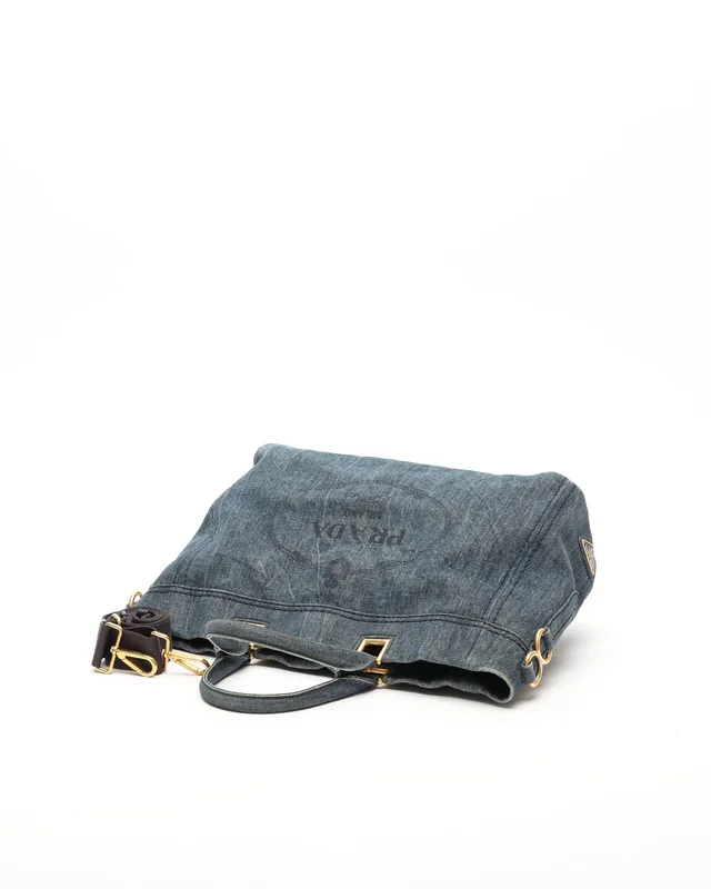 Prada Denim Canapa Tote Bag in Denim from A Retro Tale, photo 5 of 7