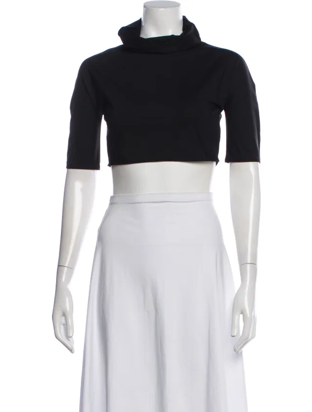 Alaïa Turtleneck Short Sleeve Crop Top w/ Tags in black from The RealReal
