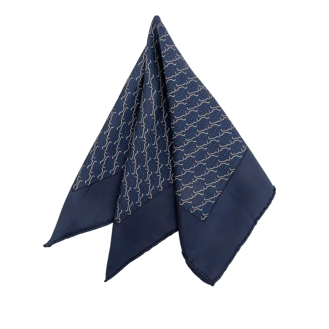 Blue Hermès Printed Pocket Square Silk Scarf Scarves in Blue Silk from Designer Revival