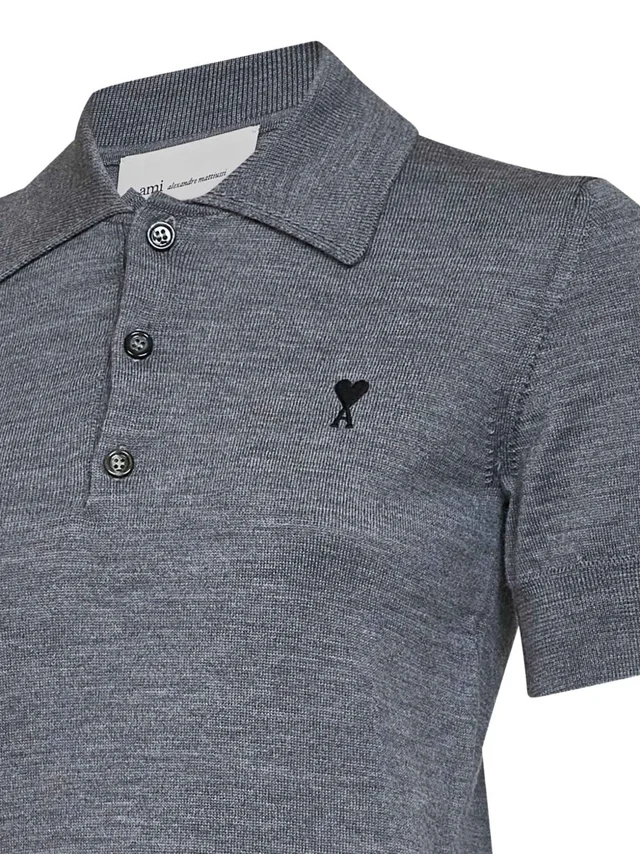 Ami Paris AMI Ami de Coeur Short-Sleeved Knitted Polo Shirt, photo 3 of 7 from SENSER