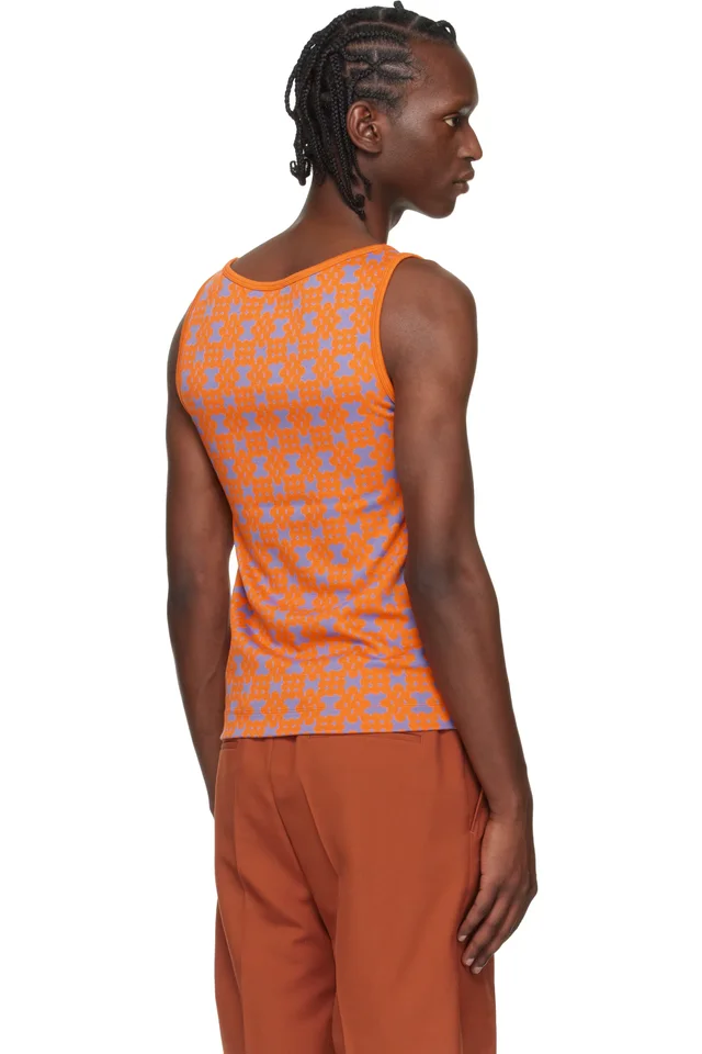 Dries Van Noten Orange & Purple Jacquard Tank Top, photo 3 of 4 from SSENSE