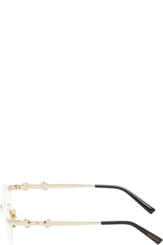 Gucci Gold Cat-Eye Optical Glasses, photo 3 of 3 from SSENSE