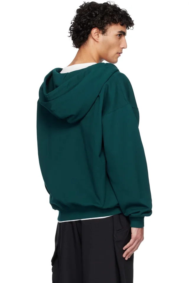 Y-3 Green FL Zip Hoodie, photo 3 of 4 from SSENSE