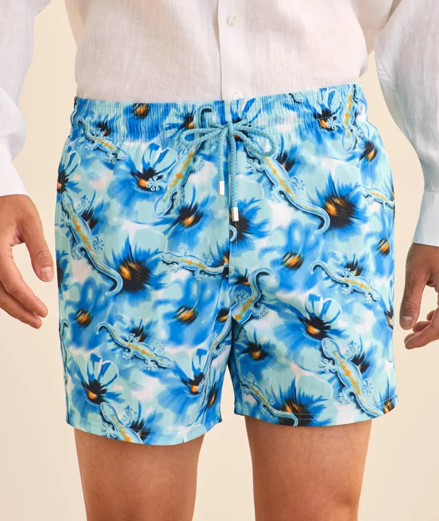 Vilebrequin Poppies & Geckos Swim Shorts in Mid Blue, photo 2 of 5 from Harry Rosen