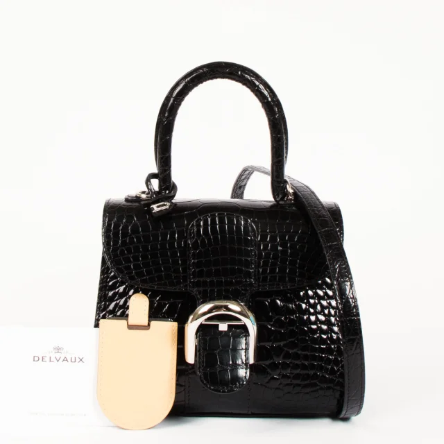 Delvaux Black Shiny Alligator Brillant Mini Bag in Black Crocodile from Labellov, photo 2 of 13