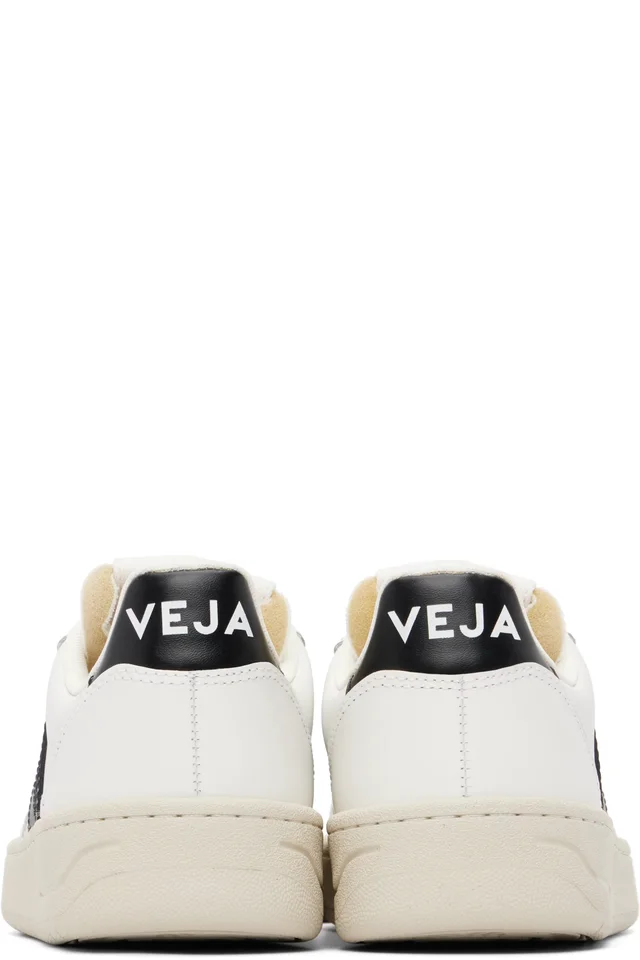 VEJA White & Black V-10 Leather Sneakers, photo 2 of 5 from SSENSE