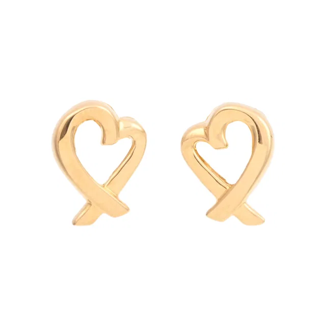 Tiffany & Co. 18K Rubbing Heart Pierced Earrings Yellow Gold in Yellow from VINTAGE QOO TOKYO