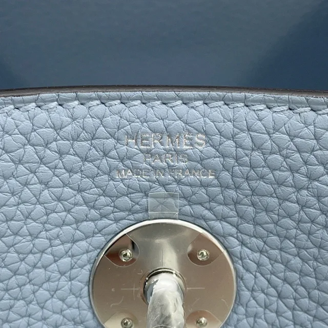 Hermès Lindy Verso Blue Lin/Blue Gacier Taurillon Clemence Size 26 in Blue Clemence leather from GALLERY RARE, photo 6 of 7