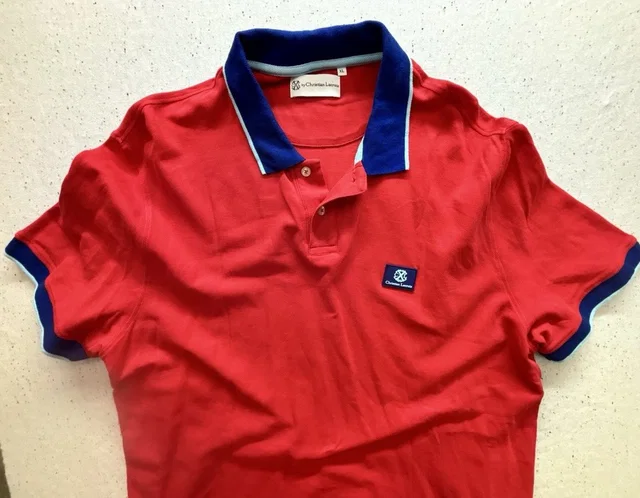 Christian Lacroix Mens Xl Red Short Sleeve Polo Shirt Cotton Embroidered Crest in red from Poshmark