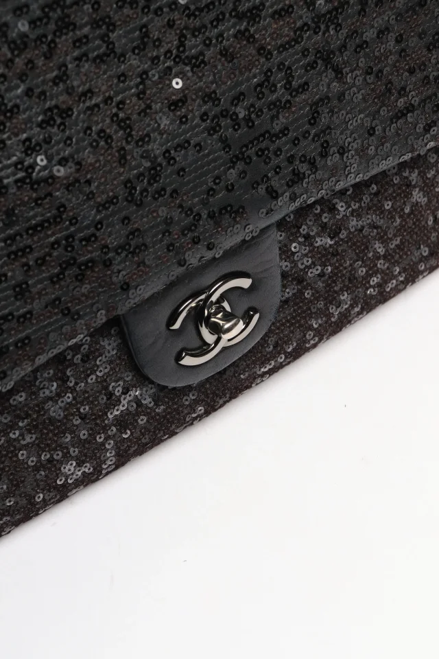 Chanel Black 2011 jumbo sequin-embellished Classic Single Flap bag in Black Lambskin from Sign of the Times, photo 6 of 8